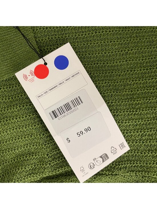 Zara Mens Polo Shirt Size M Green Textured Knit Short Sleeve collar 3166/305 NWT - Picture 6 of 15